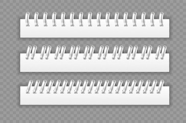 Realistic Detailed 3d Iron Wired Spirals Set for Organizer, Diary, Document and Notepad Paper Pages. illustration of Spiral