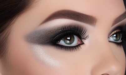 Obraz premium a close up of a woman's eye with long lashes. generative ai