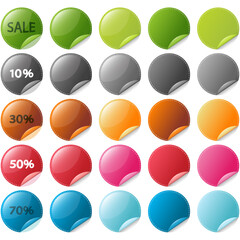 Vector Modern Glassy Icons Set on White Background