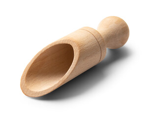 Wooden empty spice spoon with shadow on transparent background