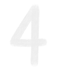 4 Number Chalk Font School Kids Drawing Brush Handwriting