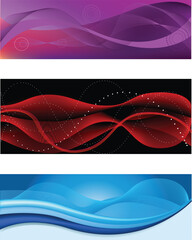 A set of web abstract headers of different colors