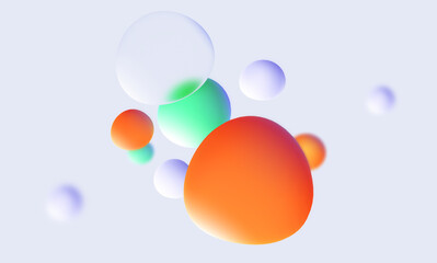 Abstract 3d glassmorphism background design with geometric spheres. Wallpaper, background for business presentations.