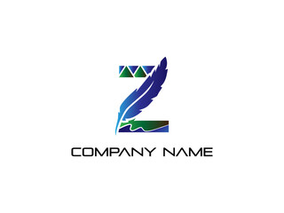 z letter Modern abstract Creative 
 digital feather  logo. vector illustration logo. modern style Awesome logo in shape a template Mode flat.