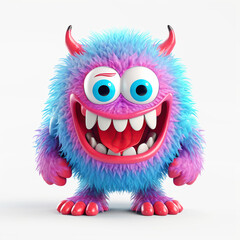 Naklejka premium monster, funny cartoon isolated on white background, blue-red. Generative AI