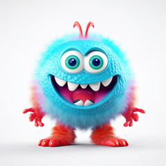 Fototapeta premium monster, funny cartoon isolated on white background, blue-red. Generative AI