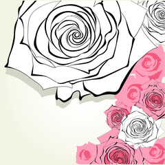 Decorative background with stylized Roses flowers