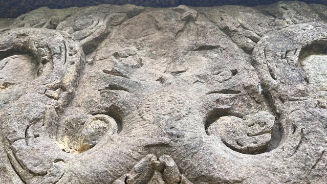 Ancient Khmer Naga art pattern in the stone castle