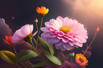 Blooming Flowers Art. Flower Bloom Generative AI