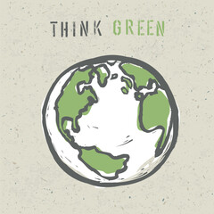Think green poster design template. Vector, EPS10