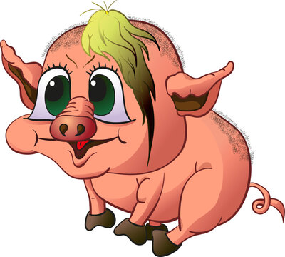 vector illustration of a pink isolated pig