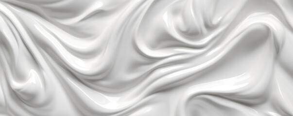 Milk or whip cream like slick glossy plasticy white abstract background. Hand edited generative AI.