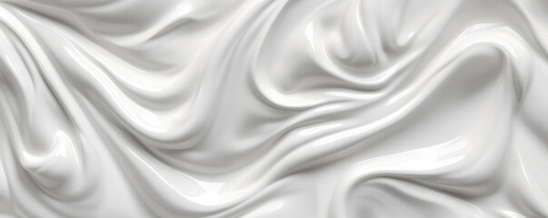 Fototapeta premium Milk or whip cream like slick glossy plasticy white abstract background. Hand edited generative AI.