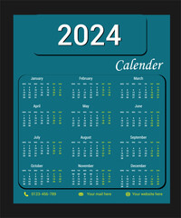 One page calender 2024