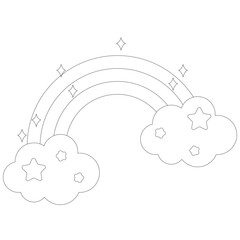 かわいい虹の白黒線画イラスト