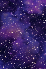 Obraz premium Retro abstract illustration of fantasy stars on dark purple sky. AI generative