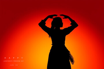 Woman silhouette symbol of freedom day celebration of the abolition of slavery.Generative AI