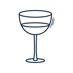 Outline glass wine vector drawing. Wineglass black silhouette. Simple sketch illustration of tableware element.