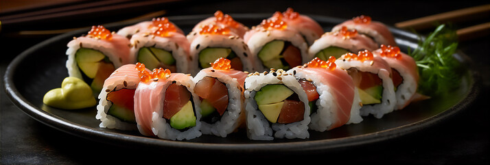 AI generative image of traditional japanese platter of sushi