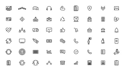 Big collection thin line icon. Web icons. Business, finance, seo, shopping, logistics, medical, health, people, teamwork, contact us, arrows, technology, social media, education, creativity.