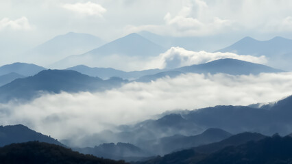Fototapeta na wymiar Clouds on the Mountains Landscape 