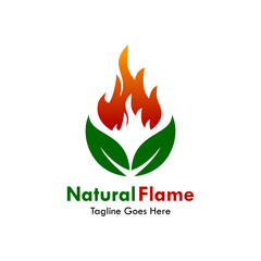 Nature flame design logo template illustartion. there are leaf with fire