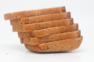 Rye bread slice isolated on white background.