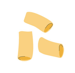 Tubules pasta type concept. Traditional Italian cuisine. Wheat products, ingredient for cafe or restaurant. Sticker for social networks. Cartoon flat vector illustration isolated on white background