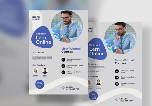 Online Courses Flyer With Blue Layout
