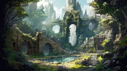 Fototapeta premium Game Art Old Mystic Ruins 