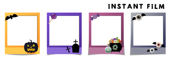 Instant film style frame square halloween,インスタントフィルム風フレーム 正方形 ハロウィン,PNG