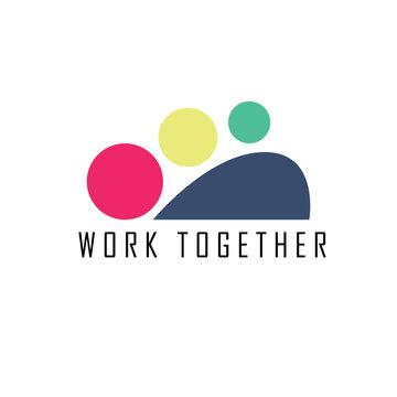 work together logo, people work together, white background, teamwork