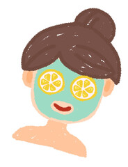 line drawing icon symbol cute cartoon Steps for skin care by facial masking