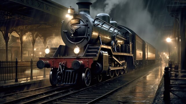 Classic elegance: Images depict old-fashioned steam trains or vintage locomotives, evoking a sense of nostalgia and timeless charm. Generative AI