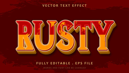 3d Rough Grunge Word Rusty Editable Text Effect Design Template