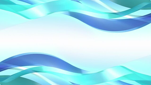 Blue glass waves loop with copy space. Modern abstract background.