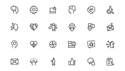 Psychology and mental line icons collection.  Thin outline icon.