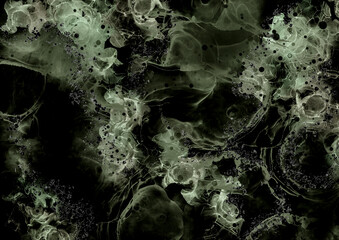 Smoke Alcohol Ink Mix.Metal Marble Pattern. Emerald Alcohol Ink Abstract Art. Abstract Fluid Pattern. White Marble Ink Patterns. Silver Creative Art Isolated. Inked Texture.