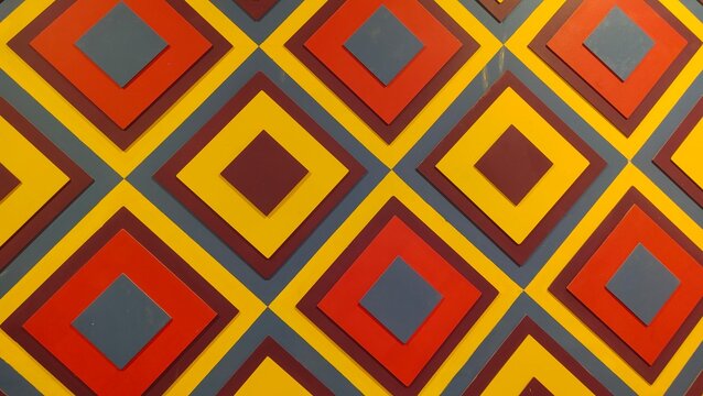 Colourful abstract geometric pattern on the wall, closeup of photo