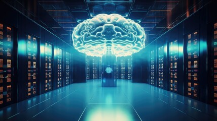 brain in center of data center , Generative AI