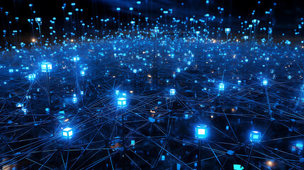 AI Cyberspace with Blue Nodes