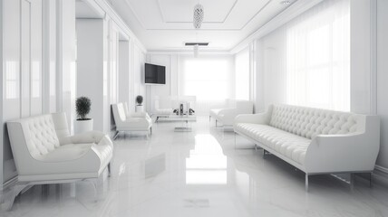 Fototapeta premium white office waiting room interior , Generative AI