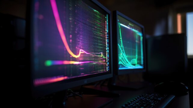 colorful digital source code screen , web development background , Generative AI