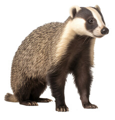 Badger isolated on the transparent background PNG. AI generative. - obrazy, fototapety, plakaty