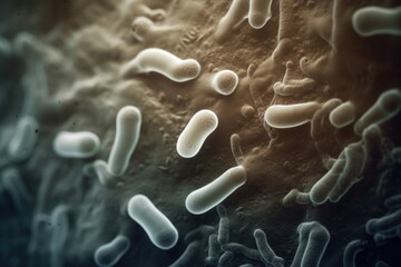 Multiple bacteria cells over shapes, created using generative ai technology
