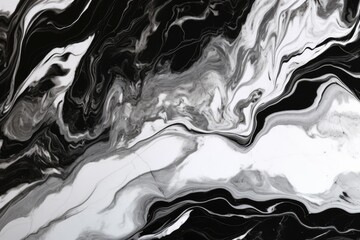 Close up of black and white marble with veins background, created using generative ai technology