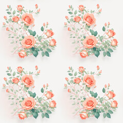 seamless wallpaper with red flowers watercolor