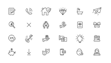 Popular Thin line icon Set. Thin Line Outline Icons.Vector illustrato