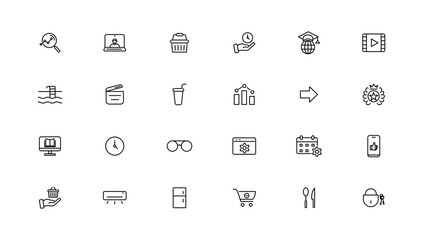 Popular Thin line icon Set. Thin Line Outline Icons.Vector illustrato