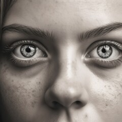Fototapeta premium Close up of woman's green eye, created using generative ai technology